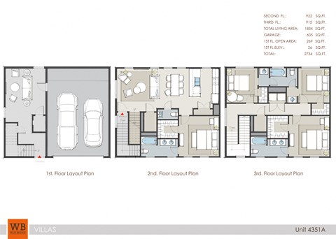 4351A Floor Plan - 1,955-to2,750 Sq.Ft at Villas at Kings Harbor Apartments, TBD MANAGEMENT, Texas, 77345